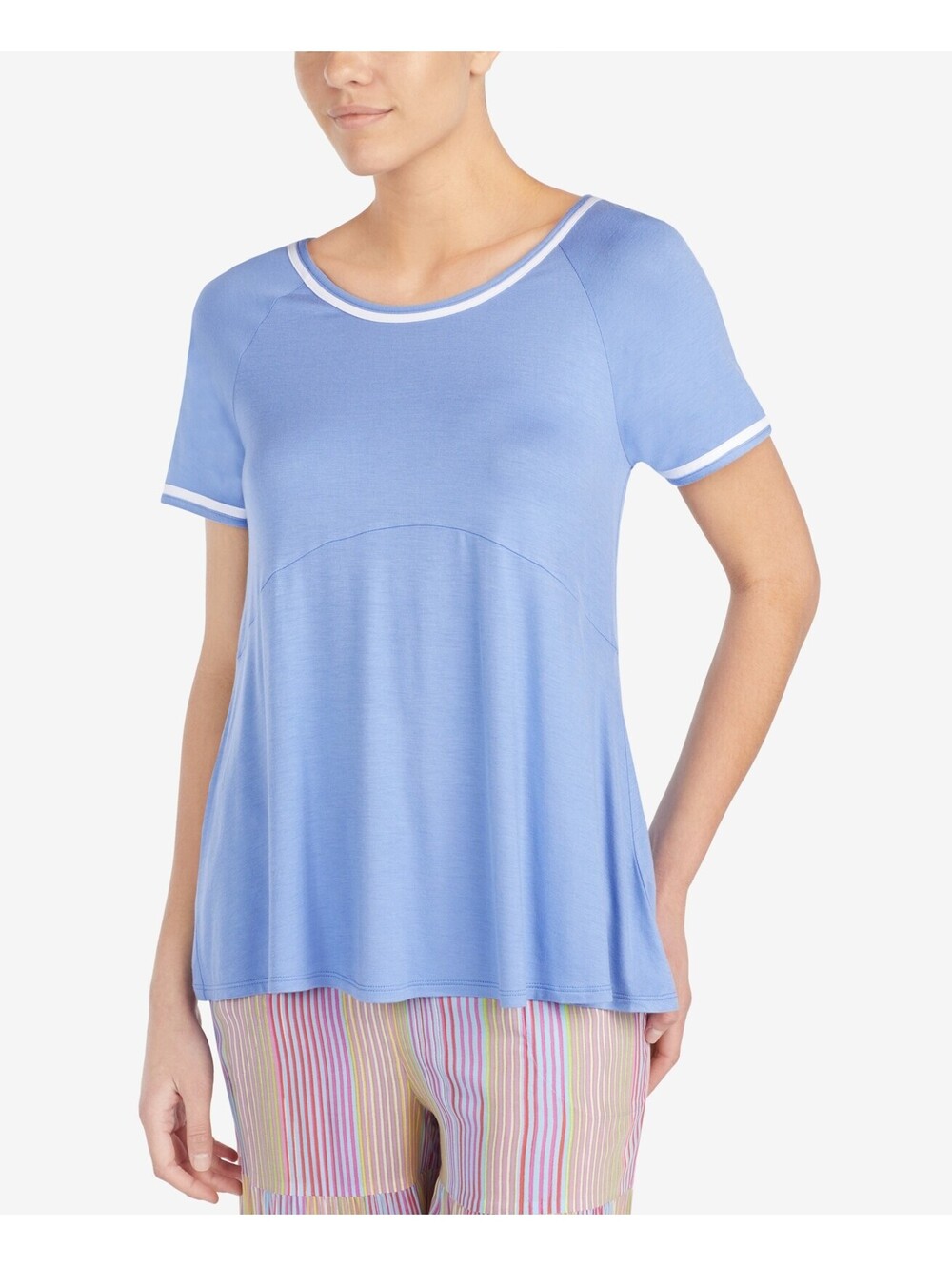 Layla Womens Contrast Trim Pajama Top Only,1-Piece Size S